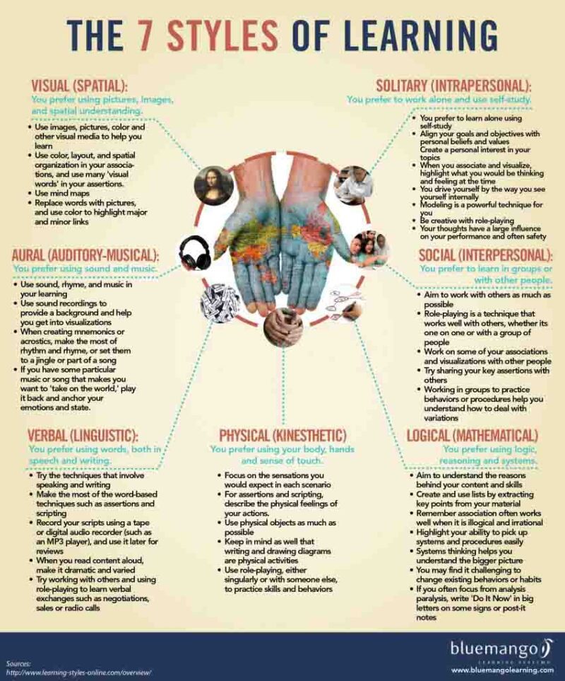 Infographic on the seven styles of learning