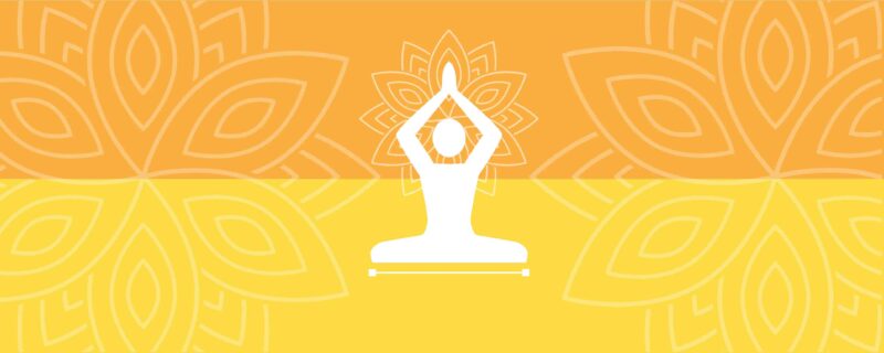 illustration of person doing yoga on top of a colorful background