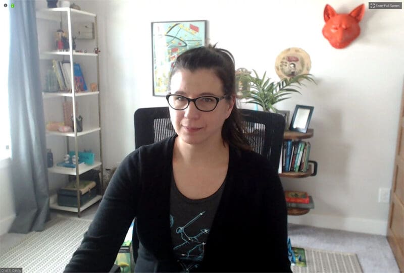 No virtual background showing background of author's office.