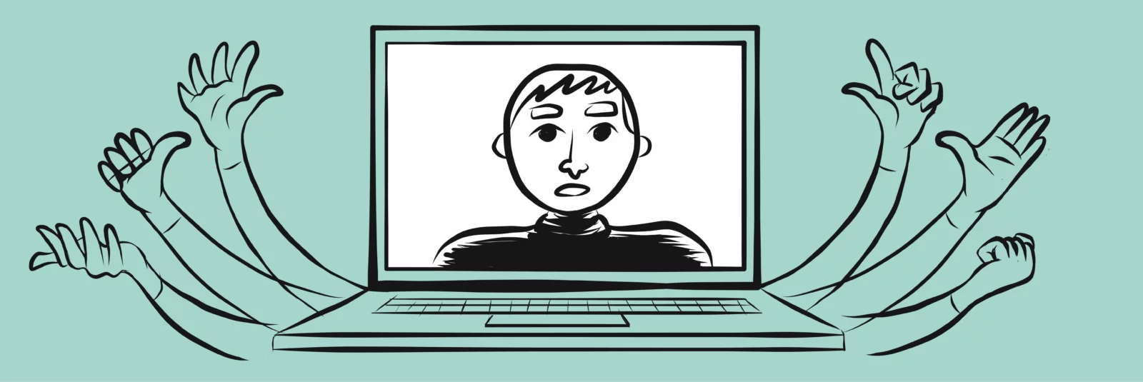 Person's face in a laptop, facial expressions on video are extremely important