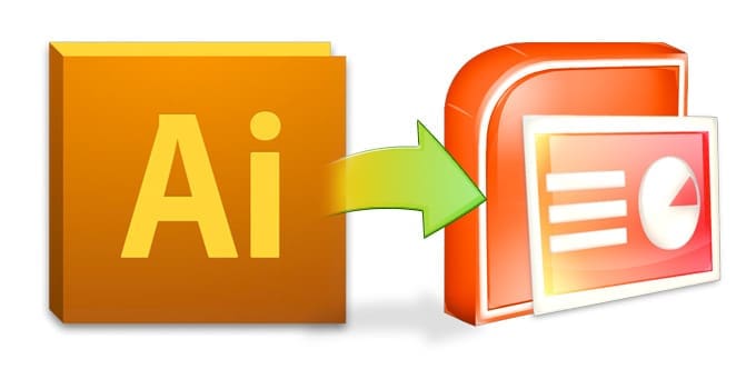 Adobe Illustrator Logo connected to the Powerpoint logo with an arrow