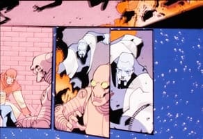 Advertisement seen in NYC that shows images in individual frames, much like a comic