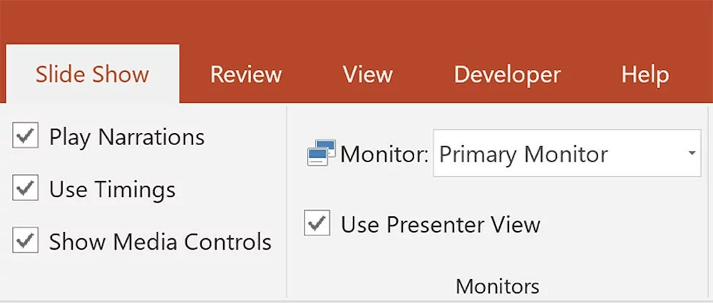 PowerPoint slide show bar