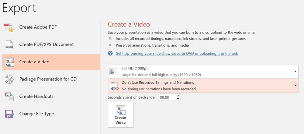 PowerPoint to video steps