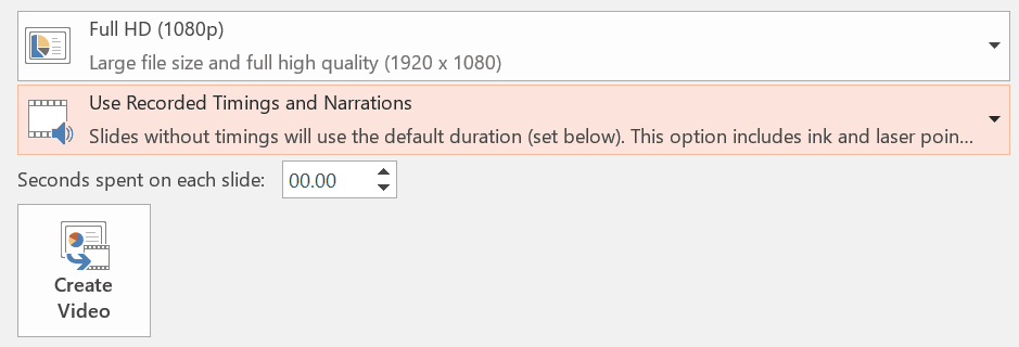 PowerPoint Recorded Timings and Narrations box